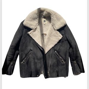 Oversize style faux shearling biker jacket size small/medium